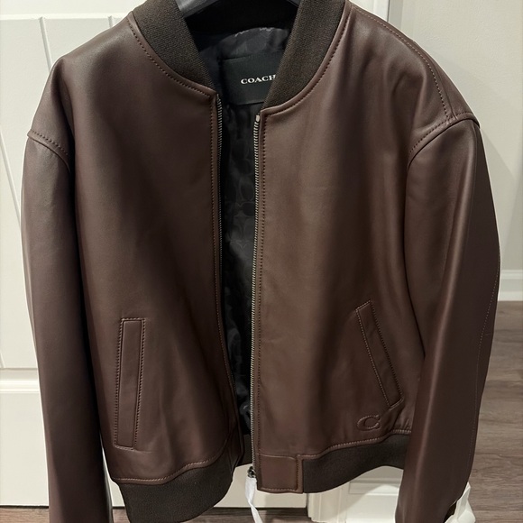 Coach Women’s Dark Brown Leather Bomber Jacket - Picture 1 of 2